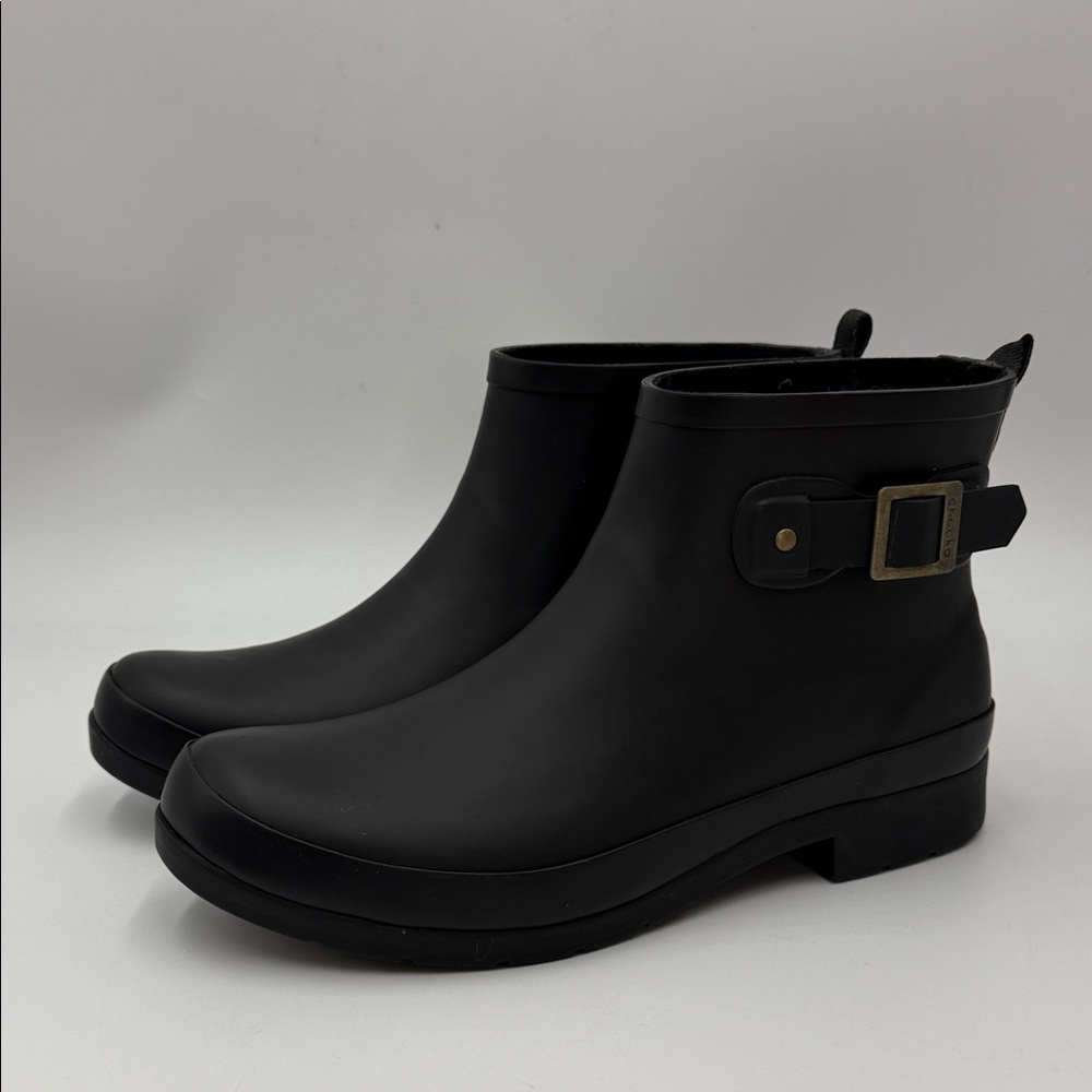 Chooka Black Ankle Winter Rain Boots with Buckle